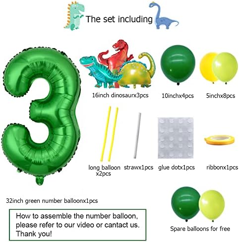 Msmancy 20pcs Dinosaur Birthday Decorações para meninos, grande número de balões de 32 polegadas de 32 polegadas