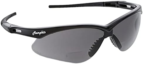 MCR Safety Memphis Series MPH20 Glasses de segurança, proteção para os olhos, quadro preto, lente de ampliação de dioptria clara 2.0