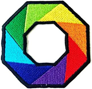 Octagon Rainbow LGBT Love Love Logo Bordado Sew On Iron on Patch para mochilas Jeans Roupas etc.