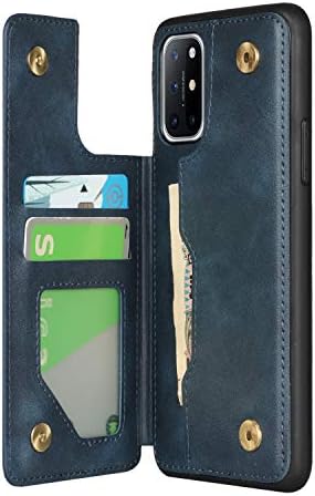 Jaorty Fit for OnePlus 8T Caso de couro PU de luxo, titular de cartão de crédito, slots de dinheiro, função de suporte TPU Soft TPU traseira da carteira Boletim de pulso Strap Multifunção Durável Caso para OnePlus 1+ 8T 6.55 , Azul