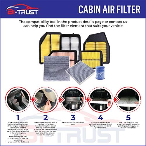 Kit de filtro de ar da cabine do motor bi-trust, Substitua FRAM CA8612, CF10285, compatível com Toyota Tundra 2013-2020 Sequoia V8 5.7L 2014-2020，2-PACK