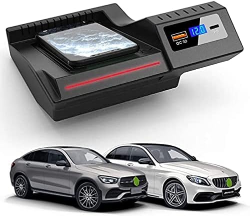 Carregador sem fio de carro para Mercedes-Benz C-Class GLC -2021 com QC3.0 USB e 18W PD PD 15W Telefone móvel rápido Coloque
