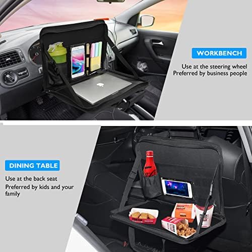 ANUINIT 3 em 1 bandeja de volante com bolsa de telefone, volante para comer bandeja, bandejas de carros para comer, mesa de direção para laptop, tablet, iPad ou comida, bandeja de alimentos, mesa de bandeja de carro para motorista