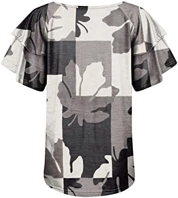 Camisetas de verão para mulheres agitadas de manga curta de manga curta videira vizinha de camisa de pescoço Tirador de túnica de túnica de túnica casual