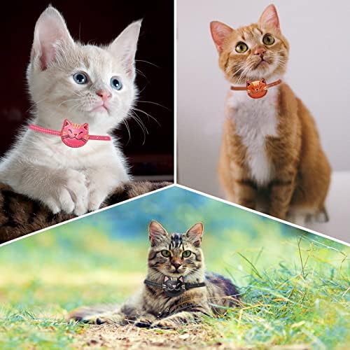 O colar de gato de jipimon airtag impede a perda de colar de gato de couro genuíno ajustável com sino para gato ou gatinho