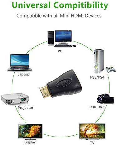 VCE HDMI Mini Adaptador, Mini HDMI masculino para ouro Adaptador feminino HDMI Standard Compatível para Raspberry Pi Zero W, câmera,