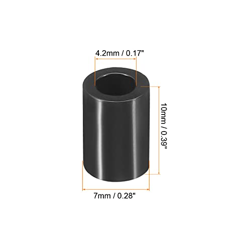 Lavadora de espaçador redondo Patikil, 200 pacote nylon de 4,2 mm ID x 7mm od x 10mm l para parafusos m4 bloco 3d de tv mounting de montagem em parede elétrica, preto