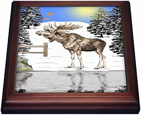3drose Moose Trivet com azulejo de cerâmica, 8 por 8 , marrom