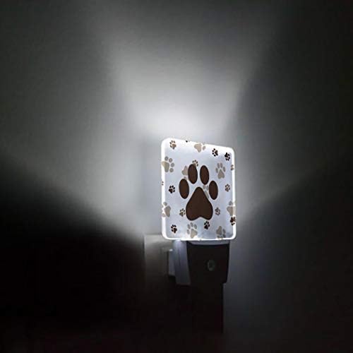 Nightlight Plug -in LED LUZES PARA O QUARTO, LOVA PATA DE PET PAW BROWN Night Lights na parede com sensores de luz Decoração