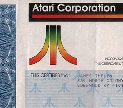 1989 Rare original dos anos 80 Certificado de ações Atari W assinaturas de Tramiel! Até US $ 100 em outro lugar! As denominações