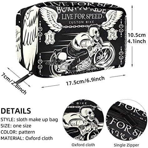 Bolsa de maquiagem inadequada, Skull Rider no Classic Motorcycle Cosmetics Bag Portable Tote Travel Train Case Organizer Accessorie Case Tools Case for Beauty Women
