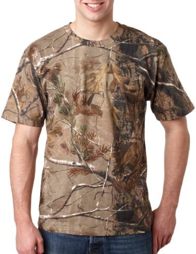 Código cinco homens Ringspun algodão Licenciado Realtree® Camouflage Crew pescoço camiseta de manga curta