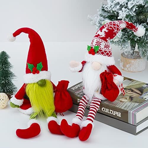 Decorações de gnomos de natal bwfy 2pc gnomos macios estatuetas colecionáveis ​​Tomte feliz Natal Papai Noel Gnome sueco tomte nisse