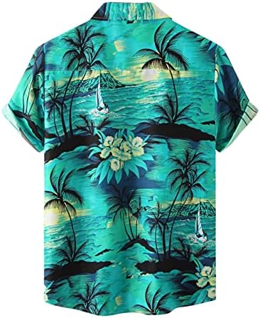 Masculino camiseta longline masculino Hawaii praia de praia camisa de manga curta de manga curta