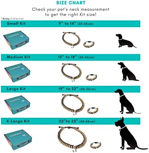 Corda Crafts - Paracord Kit - Acessórios completos para fazer cães e proprietários de colar Bracelet - tutorial de vídeo fácil - clipe de identificação de animais à prova d'água incluído - cão médio, exército