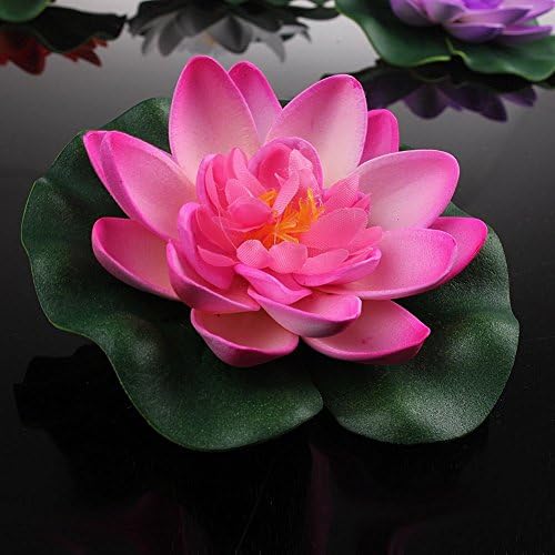 Conjunto de 4 diferentes cores artificiais de espuma flutuante lotus flor lírio para decoração de lagoa de jardim em casa, pequeno