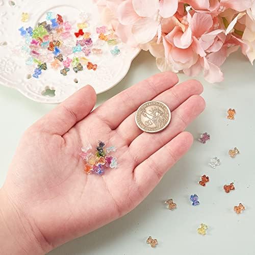 Liqunsweet 120pcs 12 cores Glitter Flatback Gummy urso sem orifício de contas para unhas decoração de decoração capa de