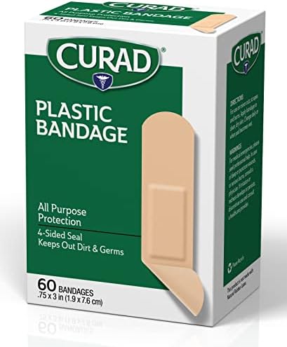 Bandagens adesivas de plástico curado, 3/4 x 3 polegadas, 60/caixa, pacote de 6
