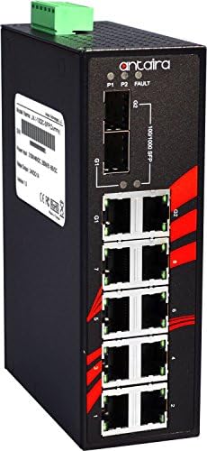 Antaira LNX-1002C-SFP SFP Industrial de 10 portas Switch Fast Ethernet, 2 slots de SFP, montagem Din-Rail, -10 a 70 ° C