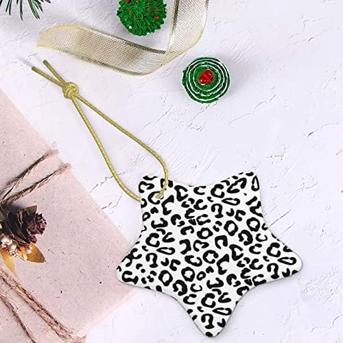 Impressão de leopardo preto 2022 pingente de cerâmica de Natal para decorar a árvore de Natal