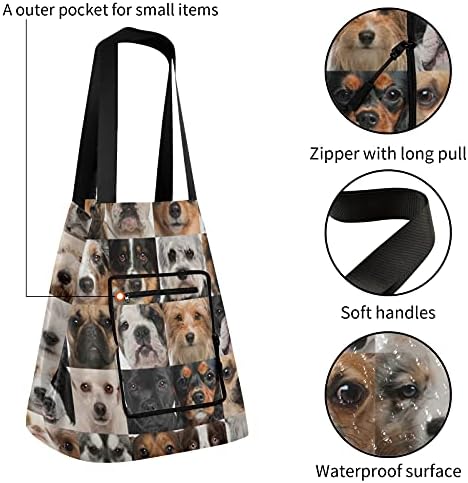 Colagem de cães bolsa de ombro dobrável bolsa de supermercado reutilizável bolsa de bolsa para escolar