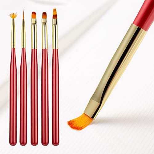 Qjpaxl 5pcs Red Gel Extension Brush Liner Liner Manicure Manicure Pintura Ferramentas de pintura