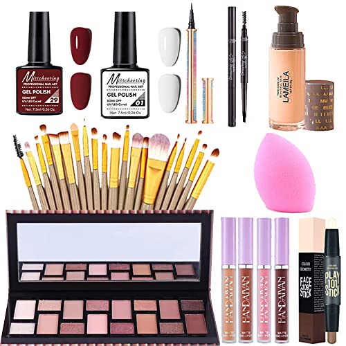 33 PCS Kit de maquiagem para mulheres maquiagem completa de kits para meninas adolescentes Paleta Lip Bloss Palette Paleta