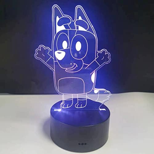 YsosOSie Puppy Night Light for Kids 3D Blue Doggy Lamp Toys 7 Cores Alterando luzes de cabeceira visual Decoração de quarto USB Touch