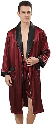 Robe de quimono luxuoso de Haseil masculino com shorts Robes de banho de seda de seda