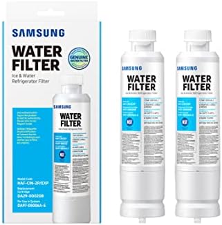 Filtros genuínos da Samsung para água da geladeira e gelo, filtração de bloqueio de carbono para água potável limpa e clara, DA29-00020B-2P, 2 pacote e Samsung Genuine Da97-17376b Filtro de água da geladeira, 1 pacote