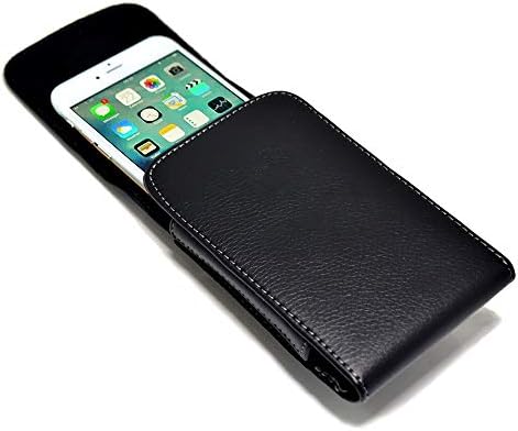 Bolsa de couro vertical estojo de transporte com coldre de clipe de cinto giratório compatível com iPhone 7 Devices - Black