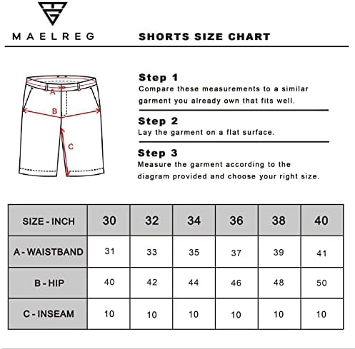 M Maelreg shorts de golfe masculinos imprimem rápido seco 10 '' cintura esticada da frente plana flexível flexível casual mass