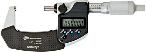 MITUTOYO 293-345-30 Micrômetro digimático, alcance: 1 -2 /25.4-50,8 mm, IP65 e 293-342-30 micrômetro externo digimático, 2-3 /50.8-76,2 mm, 0,00005 /0.001 mm com padrão Parada de catraca