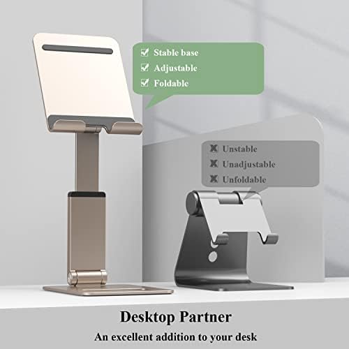 Minthouz Extendível Stand para celular, suporte para telefone de alumínio para mesa, suporte de telefone com vários ângulos/altura