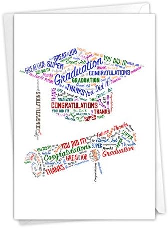 A Melhor Companhia de Cartas - Cartão de Graduação com Envelope - Parabéns Graduado Notecard, Escola, Colégio - Diploma WordArt C3191CGDG