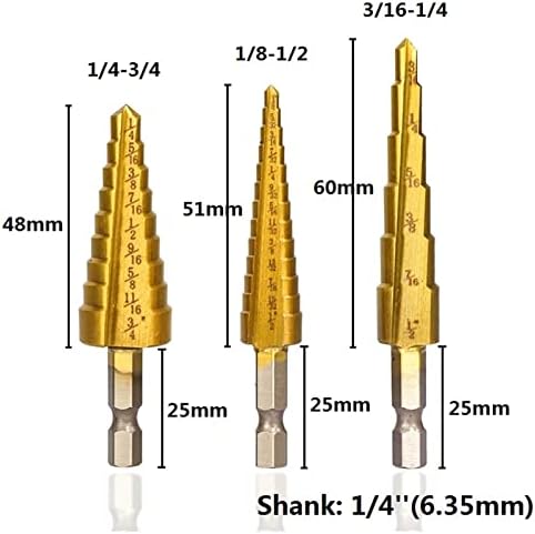 Broca de etapa zaahh bit 1/8-3/4 bit de broca de cone de etapa com orifício de metal de madeira perfuração reta furtiva broca