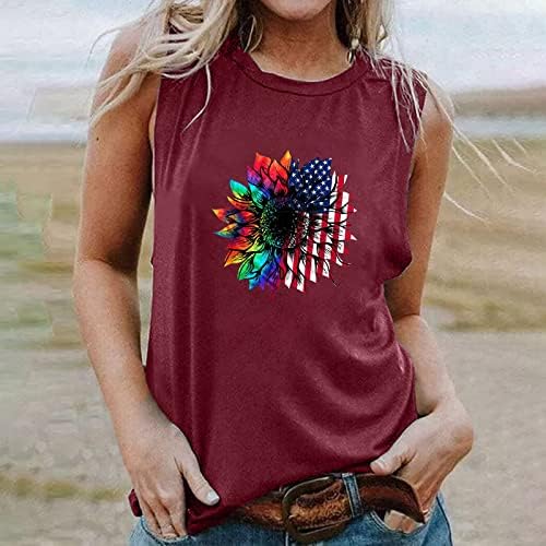OPLXUO American Flag Tank Tops for Women Independence Day Camisetas