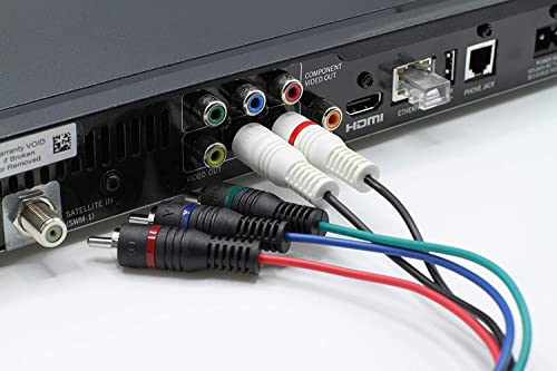 Cabo de vídeo de componente de 6 pés - 5 RCA com cabos compostos de áudio - cabo de componente de 5 partes para 480i, 480p, 720p e 1080i - 6 pés de vídeo RGB Cord - YPBPR TV - 6 pés, 1 pacote