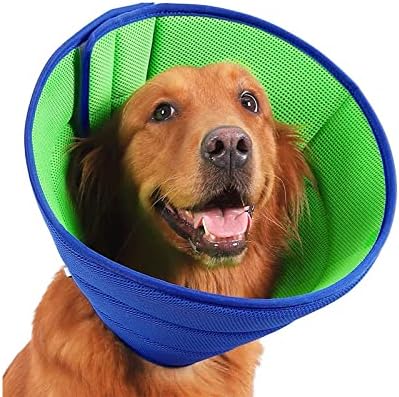Delgeo Ultra-Soft Dog Cone para cães pós-cirúrgicos, cone de cachorro respirável para cães e gatos, colarinho de recuperação de cães de estimação ajustável, colarinho eletrônico de cão leve, colarinho elizabetano Tamanho: L