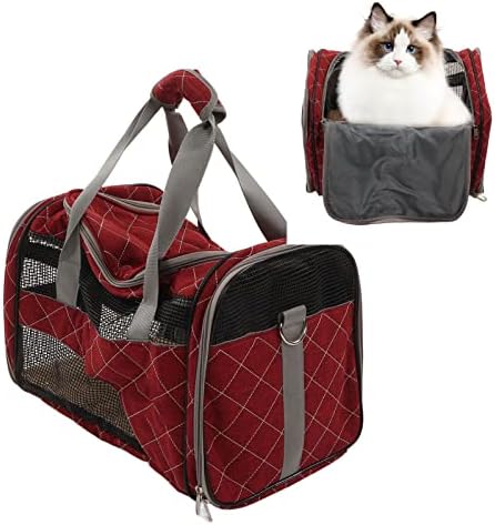 Transportador de gato, sacola de viagem de gato Janela extra grande dobrável para gato de tecido refletivo ao ar livre