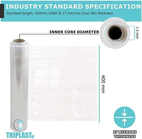 Triplast 400mm x 150m Palet Strethrink Wrap - Clear - Roll of Packaging Packaging Film Film | Encolher plástico para
