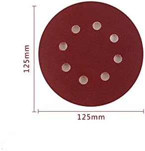 Lixa de polimento de metal de madeira 20 5 125mm de lixa redonda com lixa de oito orifícios, areia grossa 40-2000 gancho e disco de