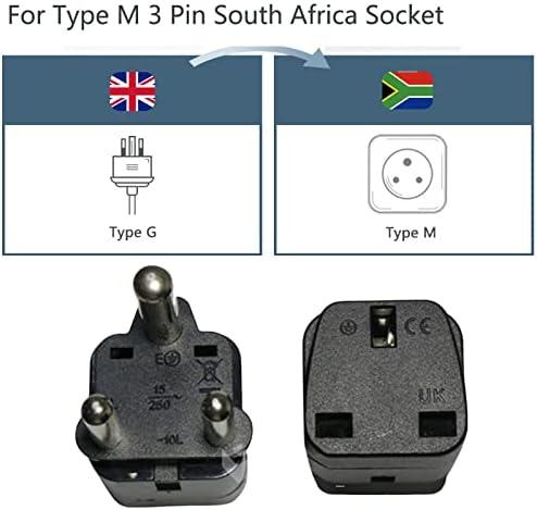 Yiisu UK para a África do Sul Adaptador Adaptador Adaptador Conversor Plug Tipo M Reino Unido Adaptador de viagem para África do Sul Namíbia Suazilândia Les