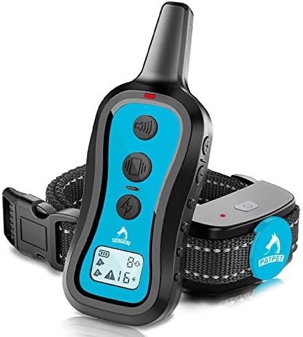 Patpet Dog Treination Collar Cachar Cola de choque com Remote - 3 modos de treinamento, bipe, vibração e choque, até