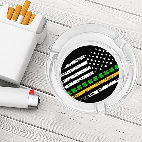 Lucky Grass American Flag moderno redondo bandeja de cinzas portátil Cigarro de charuto portátil Suporte de cinzas para o escritório