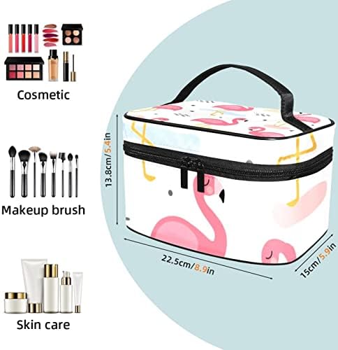 Tbouobt Bolsa cosmética para mulheres, bolsas de maquiagem Bolsa de higiene pessoal espaçosa presente de viagem, animal rosa flamingo