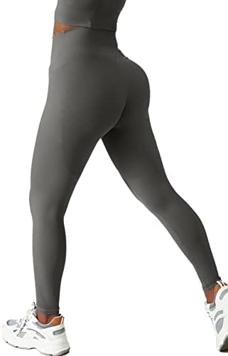 Leggings de exercícios de Qinsen para mulheres amanteigadas de calças de ioga de cintura alta amanteigada com bolsos