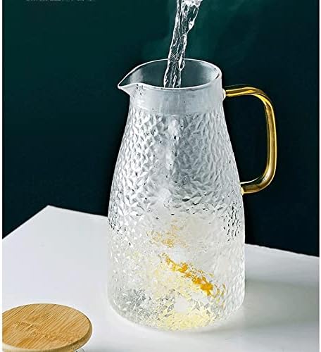 Bules de aloncech 1500ml/52,9 onças jarra de água de vidro com tampa e maçaneta, jarra de suco, jarra de água fria, jarra de vidro resistente ao calor com tampa para chá, suco, leite.
