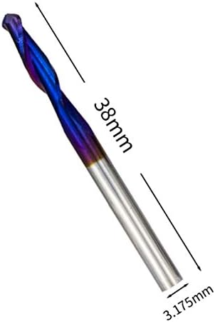 Cutter de moagem Vieue 10pcs nano azul bola nariz Fim da moagem CNC Cutter Bit 3,175mm Shank Spiral Cutting Edwe