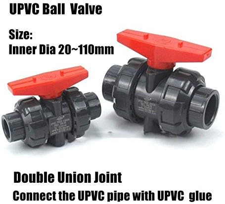 ZHJBD 1PC I.D 20 ~ 110mm Válvula de esfera UPVC Tanque de água Aquário do tanque de água Conector de tubulação de PVC Industrial